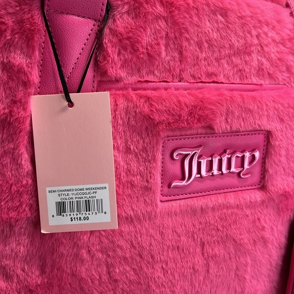 Juicy Couture Los Angeles NWT Juicy Hot Pink Faux Fur Weekend Travel Bag (P064) - Picture 9 of 12